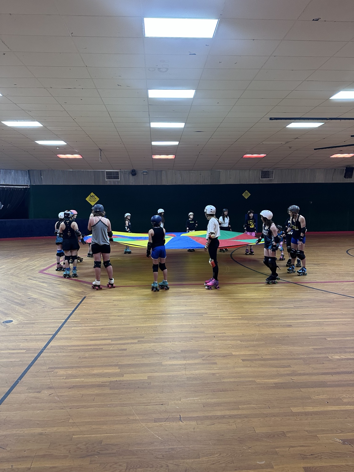 Skaters practicing together