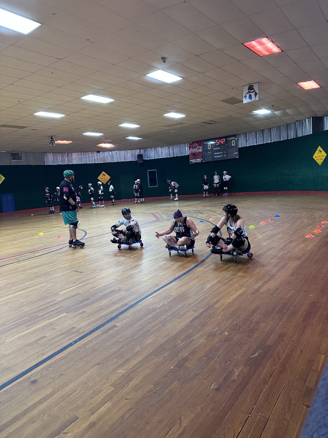 Roller derby skills practice